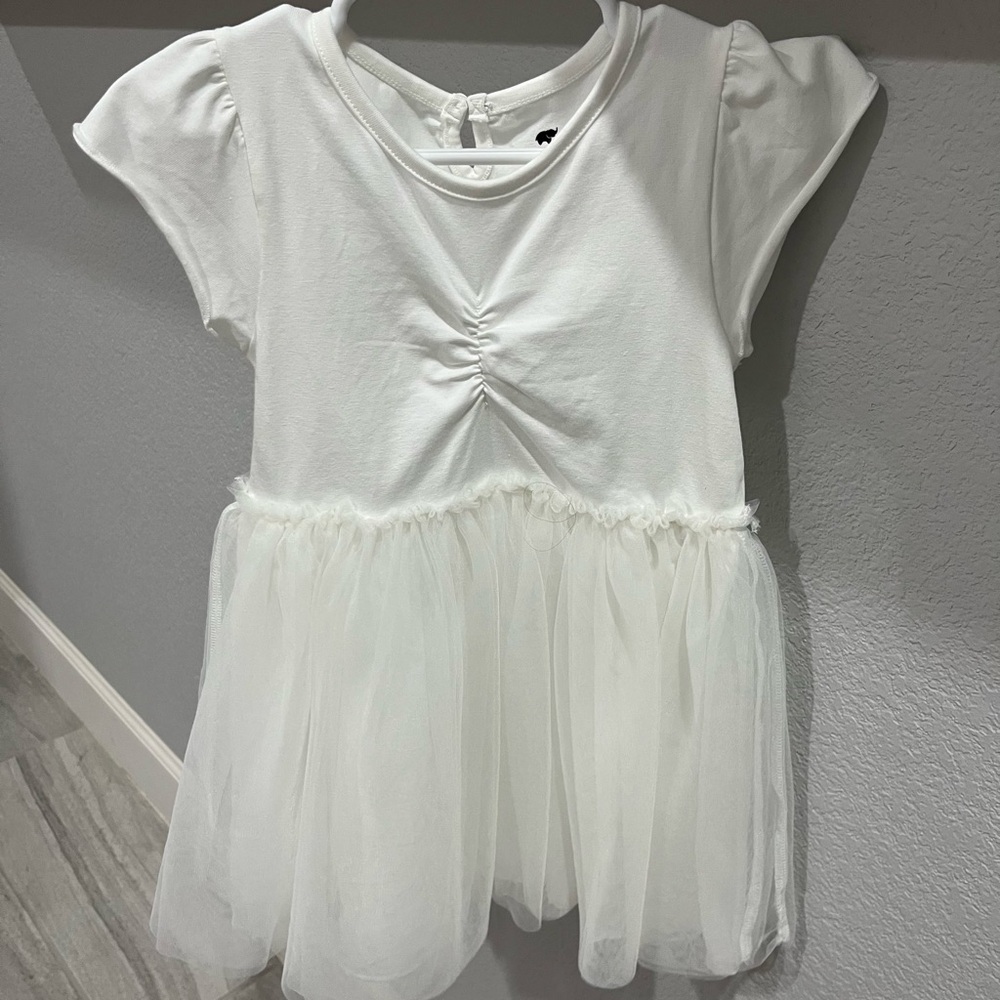 Toddler Girls’ Monica and Andy White Short Sleeve Tulle Dress